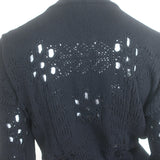 Chanel 21C Open-Knit Button Front Mini Dress Black Cotton Blend Size 42