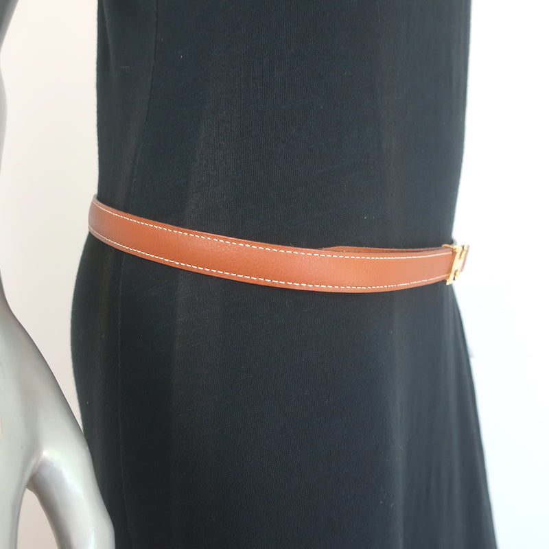 Hermes Reversible H 20mm Belt Brown &amp; Black Leather Size 90