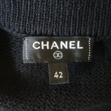 Chanel 21C Open-Knit Button Front Mini Dress Black Cotton Blend Size 42