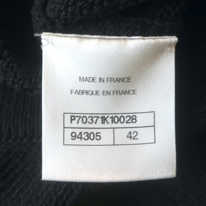 Chanel 21C Open-Knit Button Front Mini Dress Black Cotton Blend Size 42