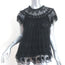 Ulla Johnson Blouse Bisou Black Floral-Embroidered Tulle Size 0 Short Sleeve Top
