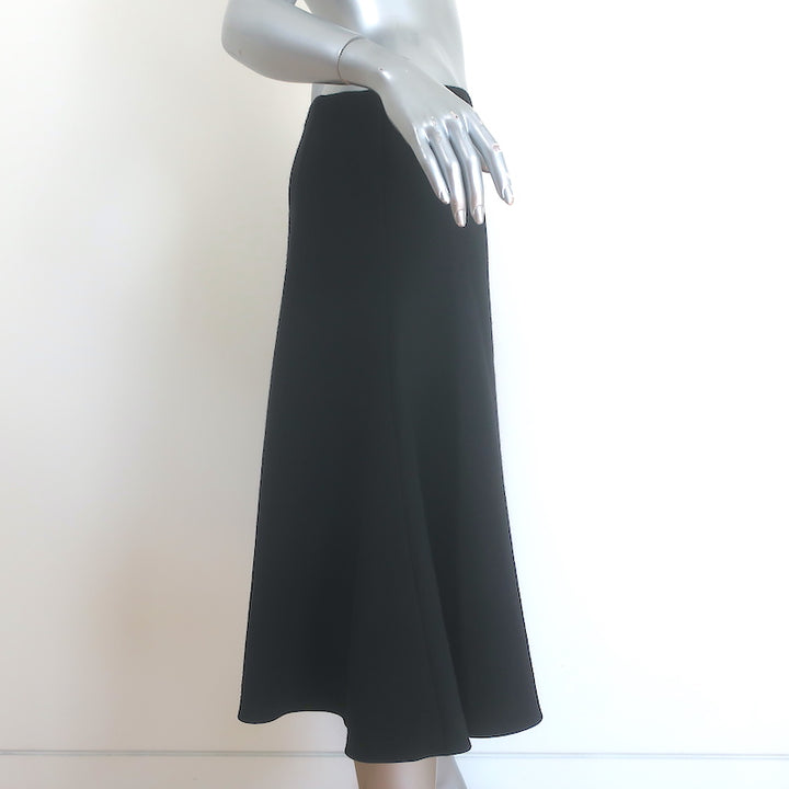 The Row Flared Midi Skirt Black Stretch Wool Size 6