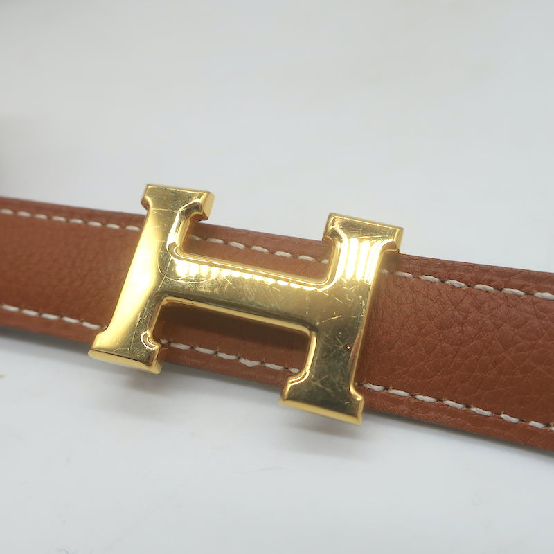 Hermes Reversible H 20mm Belt Brown &amp; Black Leather Size 90