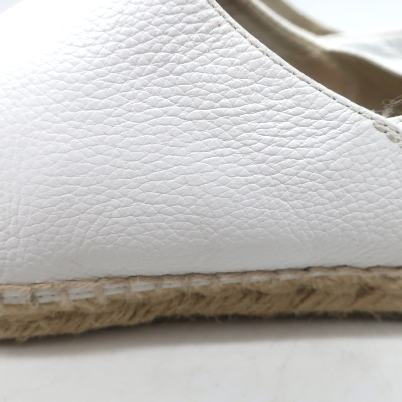 Chanel CC Cap Toe Espadrilles White &amp; Black Grained Leather Size 41