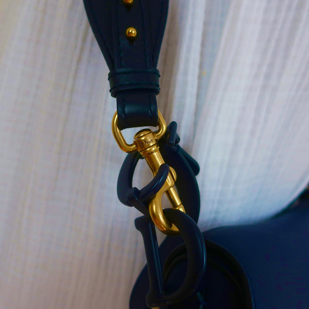 Christian Dior Saddle Bag Navy Ultramatte Calfskin Leather
