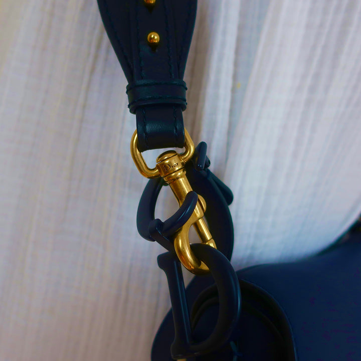 Christian Dior Saddle Bag Navy Ultramatte Calfskin Leather