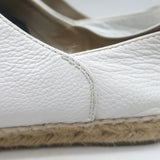 Chanel CC Cap Toe Espadrilles White & Black Grained Leather Size 41