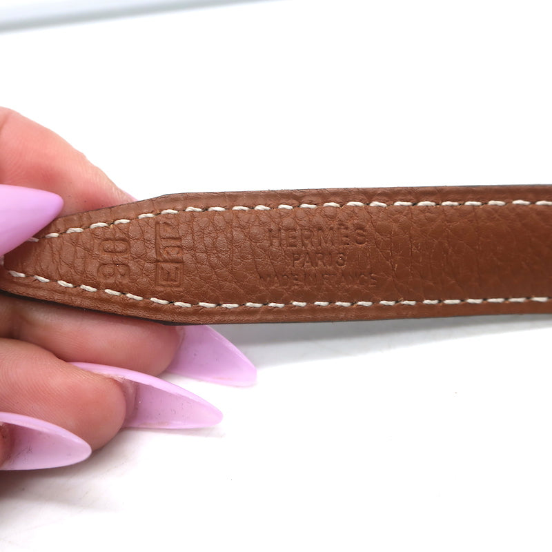 Hermes Reversible H 20mm Belt Brown &amp; Black Leather Size 90