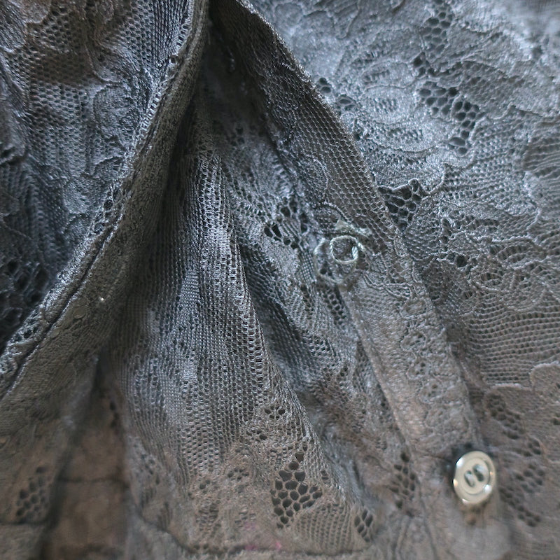 Givenchy Lace Tie-Neck Blouse Black Size 38 Long Sleeve Top