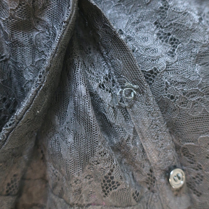 Givenchy Lace Tie-Neck Blouse Black Size 38 Long Sleeve Top
