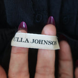 Ulla Johnson Blouse Bisou Black Floral-Embroidered Tulle Size 0 Short Sleeve Top