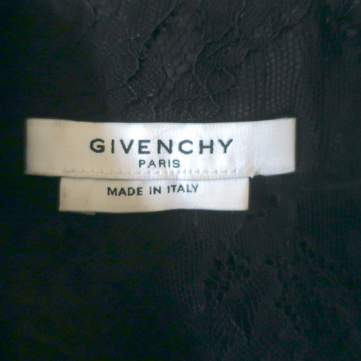 Givenchy Lace Tie-Neck Blouse Black Size 38 Long Sleeve Top