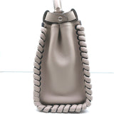 Fendi Peekaboo Medium Whipstitch Satchel Light Gray Leather Shoulder Bag