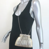 Judith Leiber Ring Lizard Clutch Gray/Cream Mini Chain Strap Crossbody Bag