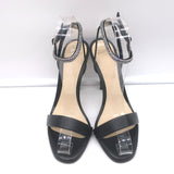 Alevi Crystal-Embellished Ankle Strap Sandals Black Leather Size 36