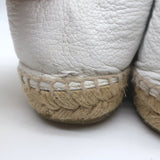 Chanel CC Cap Toe Espadrilles White & Black Grained Leather Size 41