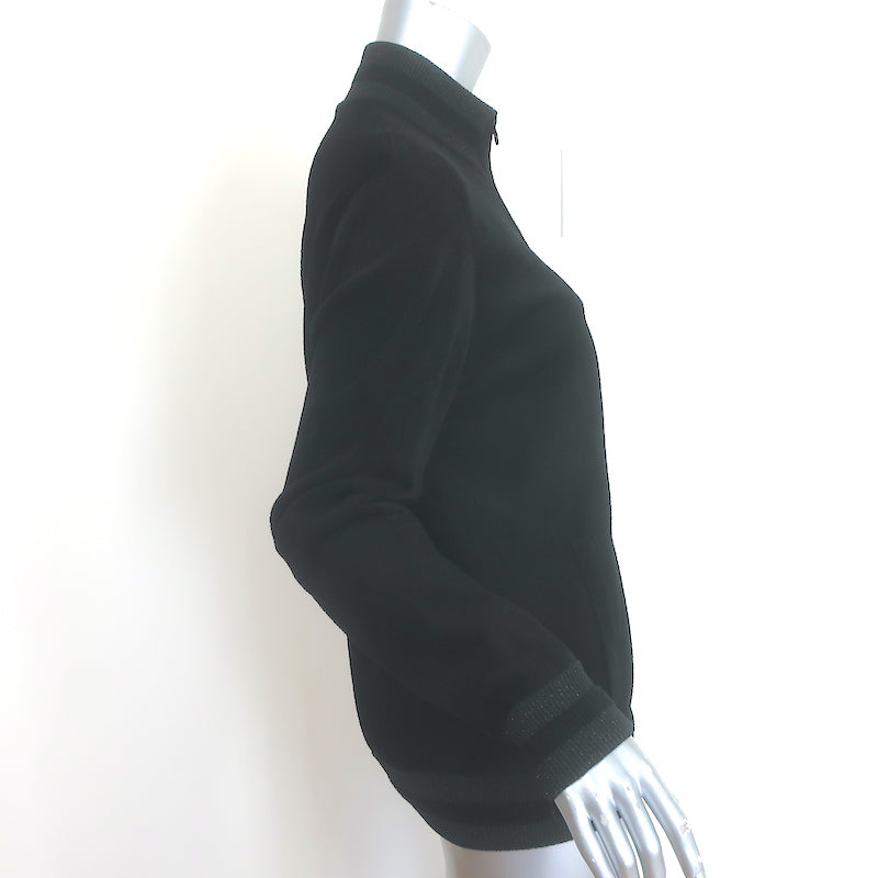 Chanel Metallic-Striped Velour Track Jacket Black Size 42