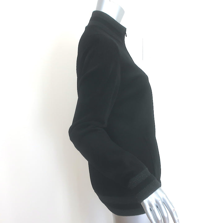 Chanel Metallic-Striped Velour Track Jacket Black Size 42