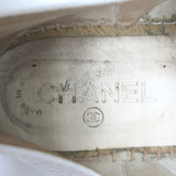 Chanel CC Cap Toe Espadrilles White & Black Grained Leather Size 41