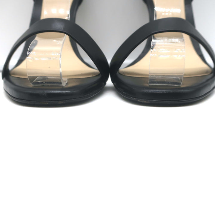 Alevi Crystal-Embellished Ankle Strap Sandals Black Leather Size 36