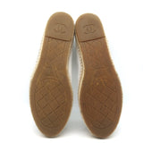 Chanel CC Cap Toe Espadrilles White & Black Grained Leather Size 41
