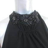 Alice + Olivia Crystal Flower-Embellished Halter Mini Dress Black Size Small