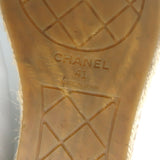 Chanel CC Cap Toe Espadrilles White & Black Grained Leather Size 41