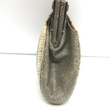 Judith Leiber Ring Lizard Clutch Gray/Cream Mini Chain Strap Crossbody Bag