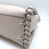 Fendi Peekaboo Medium Whipstitch Satchel Light Gray Leather Shoulder Bag