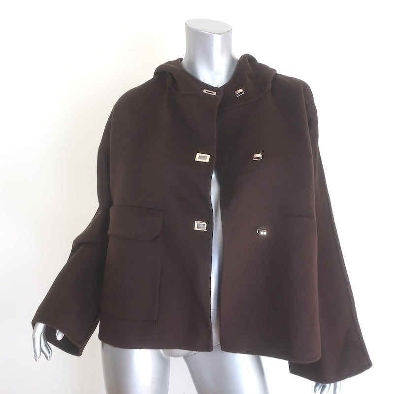 ba&amp;sh Kove Hooded Turn-Lock Jacket Chocolate Felted Wool Size Small NEW