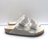Birkenstock Arizona Shearling Slide Sandals Gray Suede Size 38 NEW