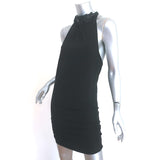 Alice + Olivia Crystal Flower-Embellished Halter Mini Dress Black Size Small