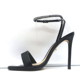 Alevi Crystal-Embellished Ankle Strap Sandals Black Leather Size 36
