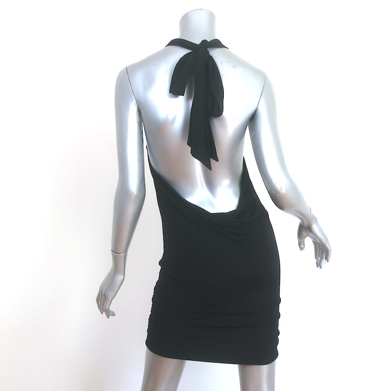 Alice + Olivia Crystal Flower-Embellished Halter Mini Dress Black Size Small