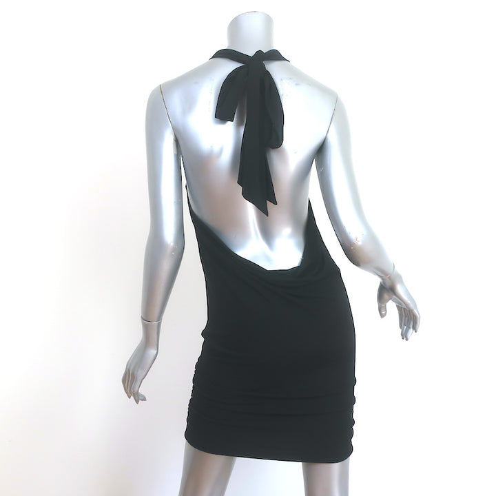 Alice + Olivia Crystal Flower-Embellished Halter Mini Dress Black Size Small