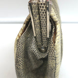 Judith Leiber Ring Lizard Clutch Gray/Cream Mini Chain Strap Crossbody Bag