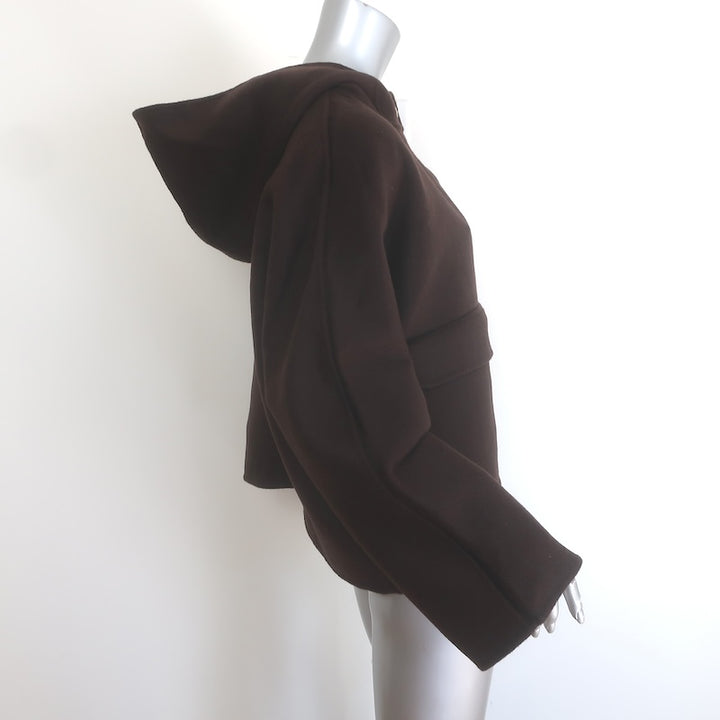 ba&amp;sh Kove Hooded Turn-Lock Jacket Chocolate Felted Wool Size Small NEW