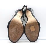 Alevi Crystal-Embellished Ankle Strap Sandals Black Leather Size 36