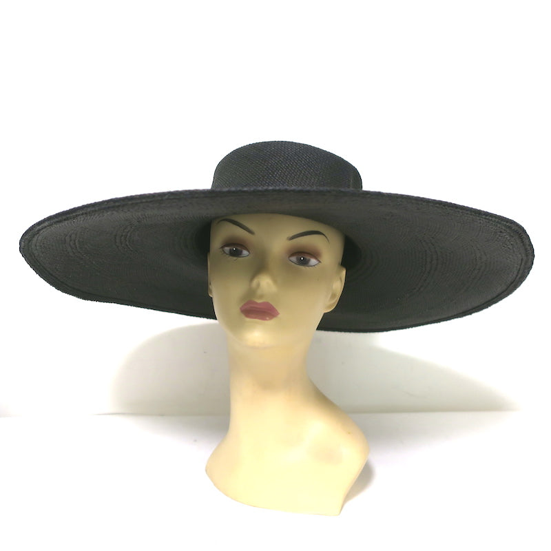 Gladys Tamez Millinery Extra Wide Brim Straw Hat Black Size Small