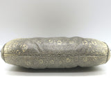 Judith Leiber Ring Lizard Clutch Gray/Cream Mini Chain Strap Crossbody Bag