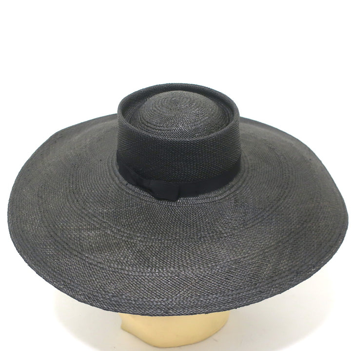 Gladys Tamez Millinery Extra Wide Brim Straw Hat Black Size Small
