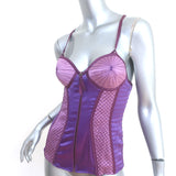 Vintage Iconic Proenza Schouler Bustier Top Purple Embroidered Stretch Satin Size 4
