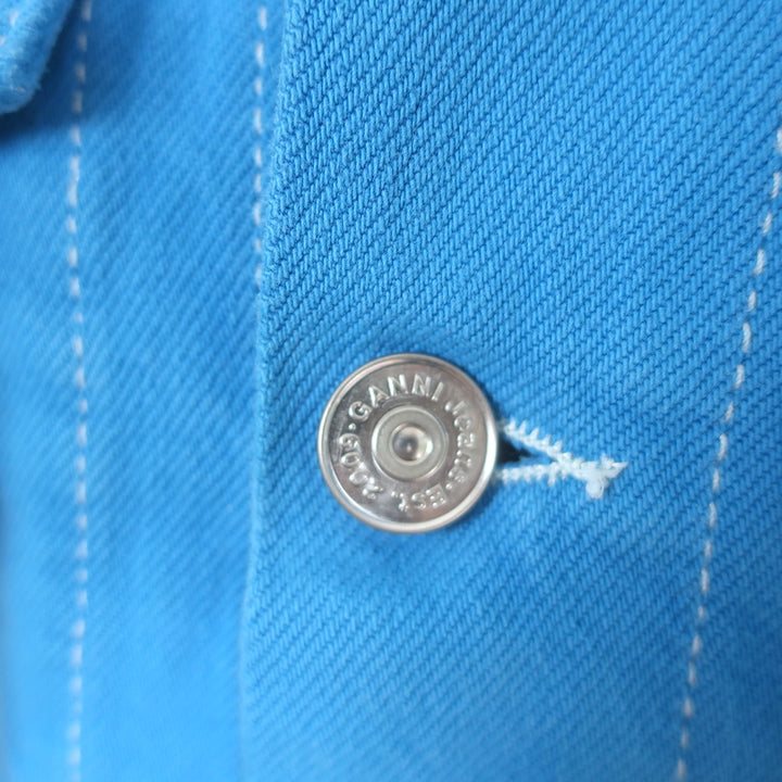 GANNI Sheldon Denim Hooded Jacket Blue Cotton Size 36