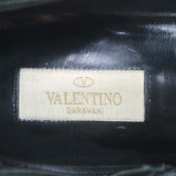 Valentino Rockstud Rolling Snakeskin Pointed Toe Caged Flats Black/Multi Size 41