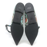 Valentino Rockstud Rolling Snakeskin Pointed Toe Caged Flats Black/Multi Size 41