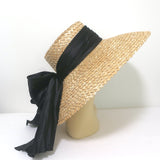 Eugenia Kim Mirabel Satin Bow Straw Sun Hat Natural/Black One Size NEW