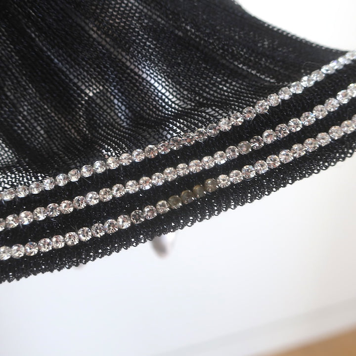 Jonathan Simkhai Maebry Crystal-Trim Ribbed Knit Top Black Size Medium NEW