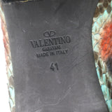 Valentino Rockstud Rolling Snakeskin Pointed Toe Caged Flats Black/Multi Size 41