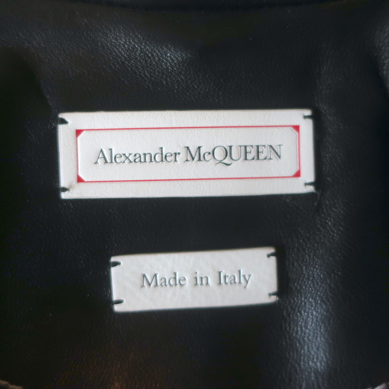 Alexander Mcqueen Contrast-Stitch Leather Biker Jacket Black Size 44
