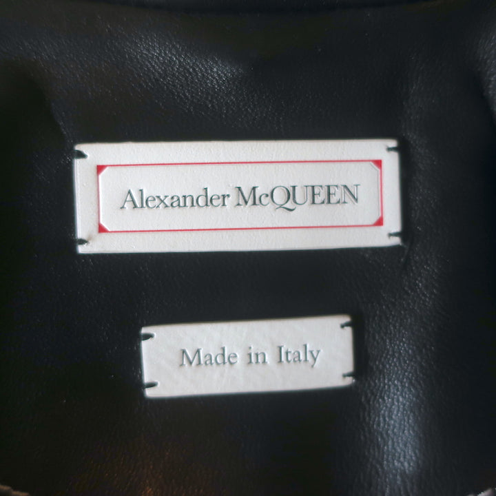 Alexander Mcqueen Contrast-Stitch Leather Biker Jacket Black Size 44